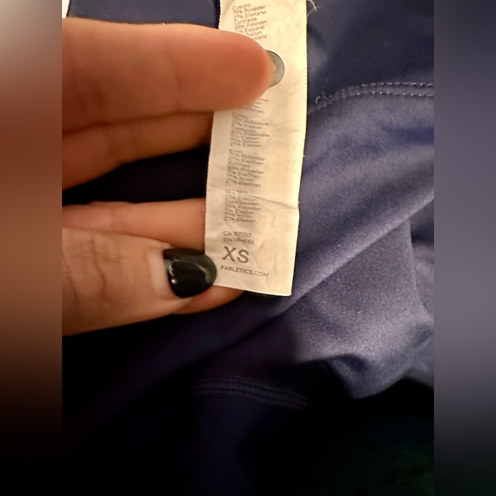 Fabletics Deep Blue Leggings with White Accents - Picture 10 of 10